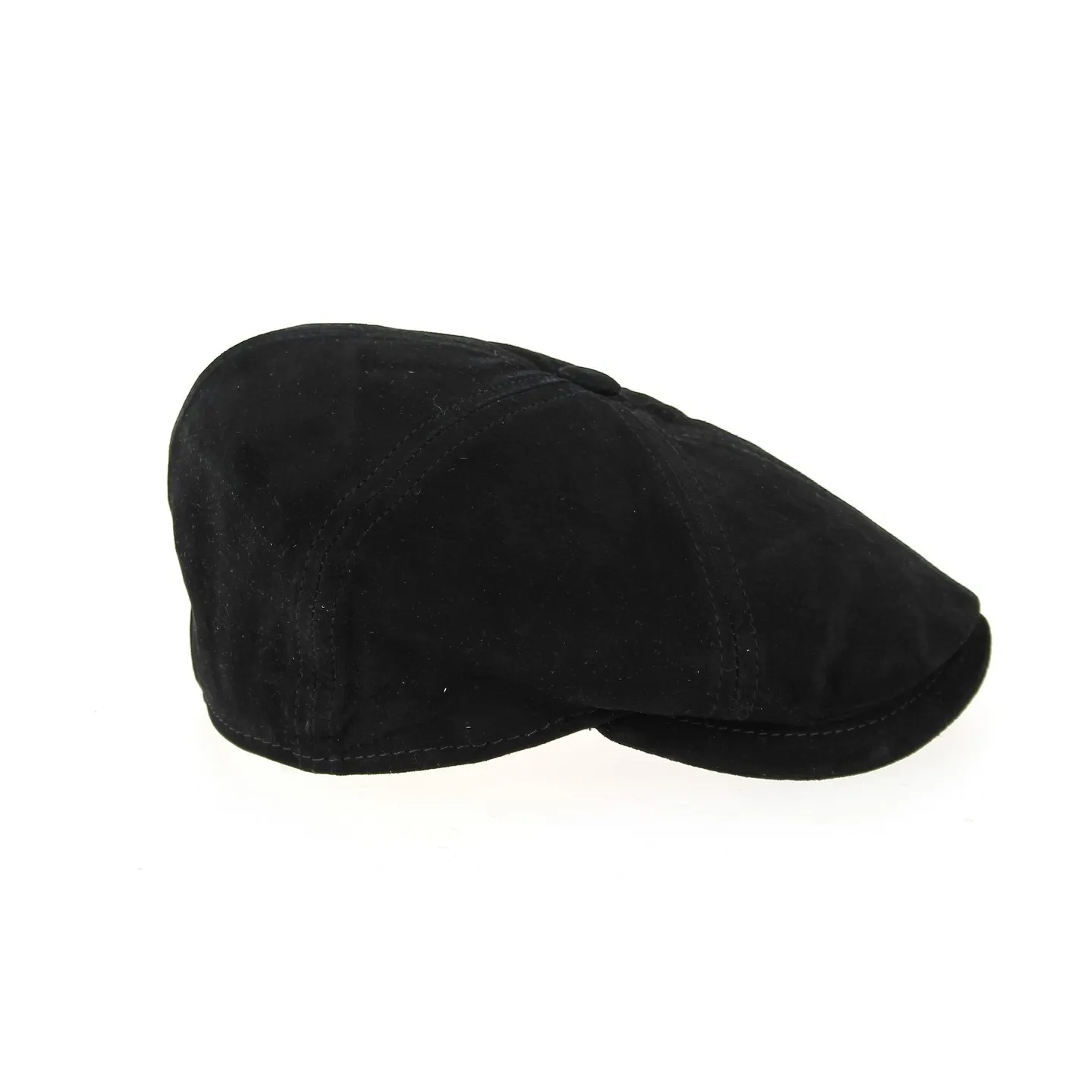 Halflight Flat Cap Black Suede Leather - Traclet Reference: 10672 | Traclet Hat Shop