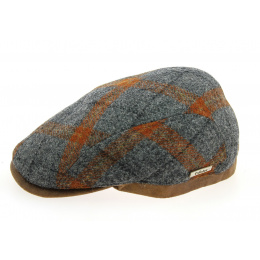 Verona Flat Cap Grey & Orange Wool - Traclet
