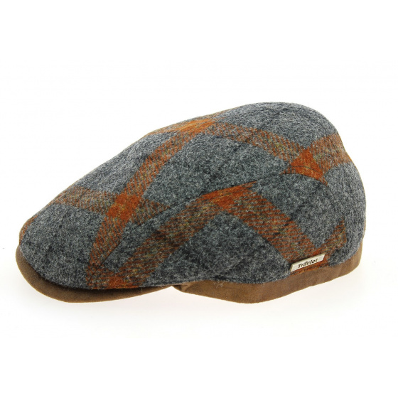 Verona Flat Cap Grey & Orange Wool - Traclet Verona Flat Cap Grey & Orange Wool - Traclet