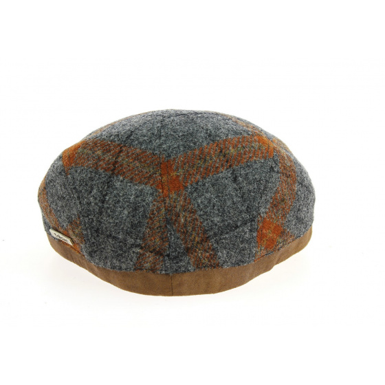 Casquette Plate Vérone Laine Grise & Orange- Traclet Casquette Plate Vérone Laine Grise & Orange- Traclet