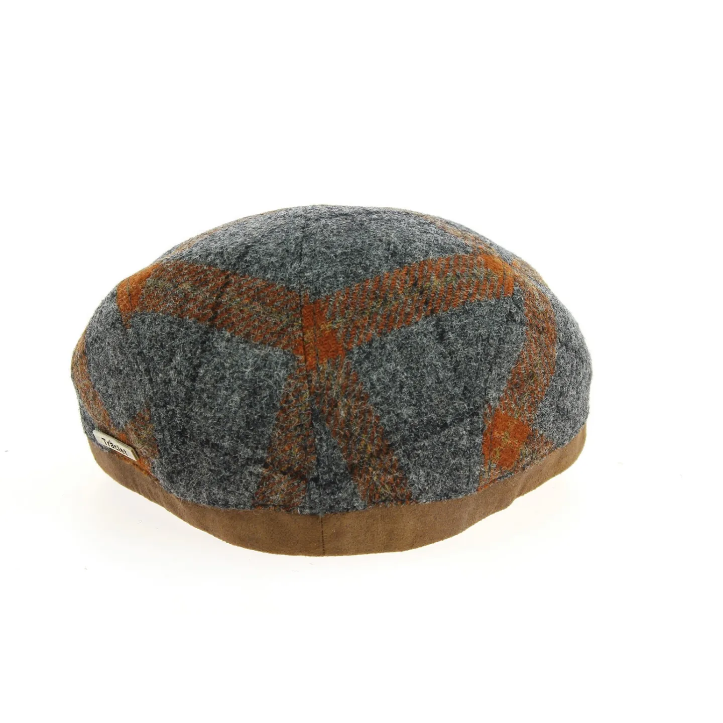 Verona Flat Cap Grey & Orange Wool - Traclet Reference: 10678 | Traclet Hat Shop