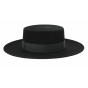 Santiago Hat - Cordobes/Boater Black Wool Felt - Traclet