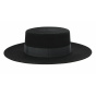 Santiago Hat - Cordobes/Canotier Black Wool Felt - Traclet