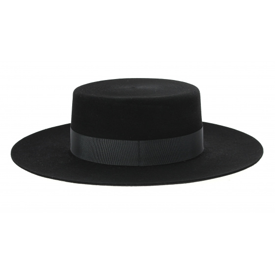 Cordobes/Canotier Hat Black Wool Felt - Traclet Reference : 10698 ...