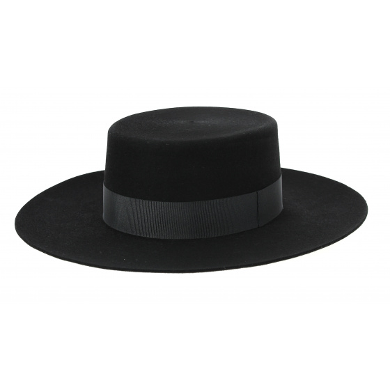 Chapeau Santiago - Cordobes/Canotier Feutre Laine noir - Traclet