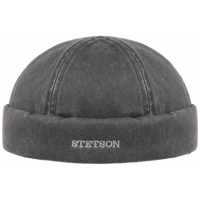 Winter Docker Beanie Aged Cotton Black - Stetson Reference: 10714 | Traclet Hat Shop