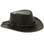 Leather hat with croco trim