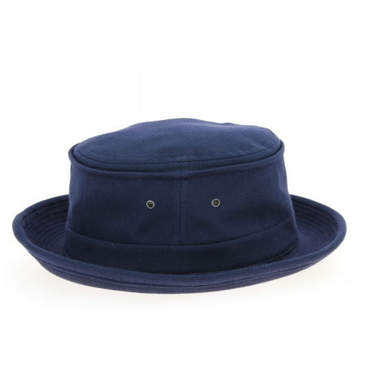 Navy Cotton Pique Beach Porkpie Hat - Crambes