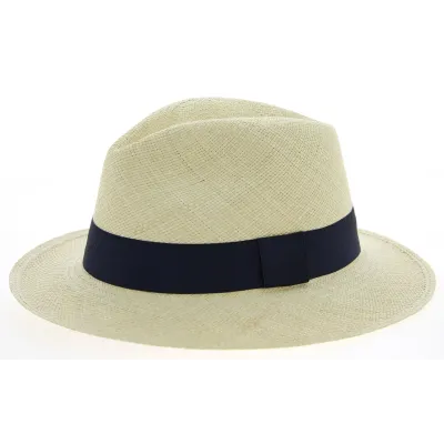 Chapeau Panama Ambato Paille Naturelle & Bleue- Traclet  Reference : 10729 | Chapellerie Traclet