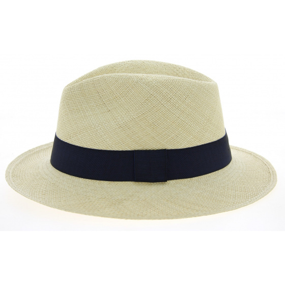 Chapeau Panama Ambato Paille Naturelle & Bleue - Traclet