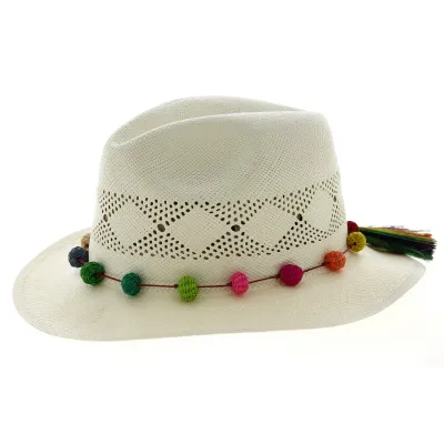 Chapeau Panama Sucre Fantaisie Blanc- Traclet  Reference : 10731 | Chapellerie Traclet
