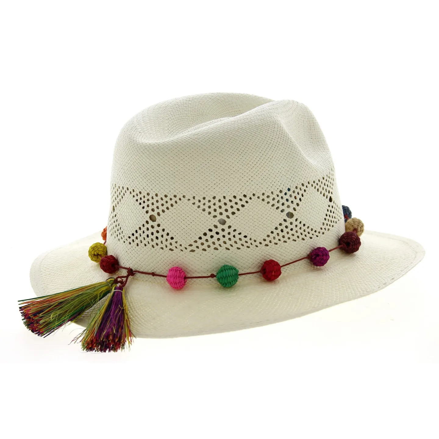 Chapeau Panama Sucre Fantaisie Blanc- Traclet  Reference : 10731 | Chapellerie Traclet