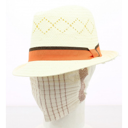 Chapeau TRILBY : ruban orange/taupe (avec un masque de Charlieu offert)