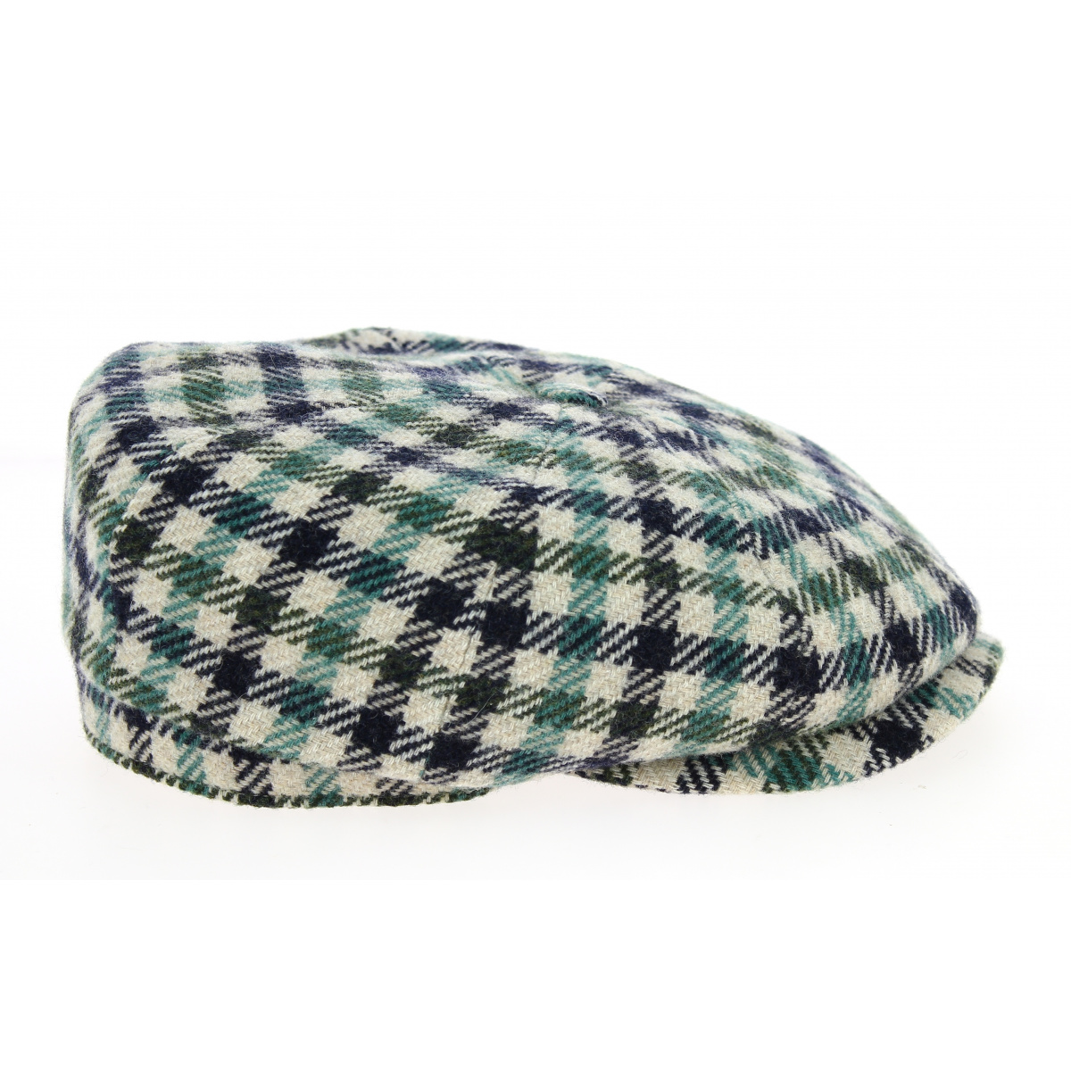 Hatteras Check Cap Green Wool \u0026 Blue 
