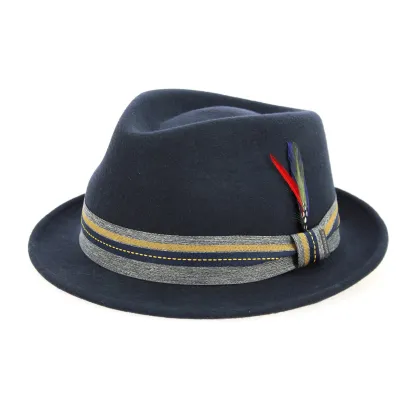 Chapeau Trilby Feutre Laine Bleu Marine- Stetson Reference : 10744 | Chapellerie Traclet