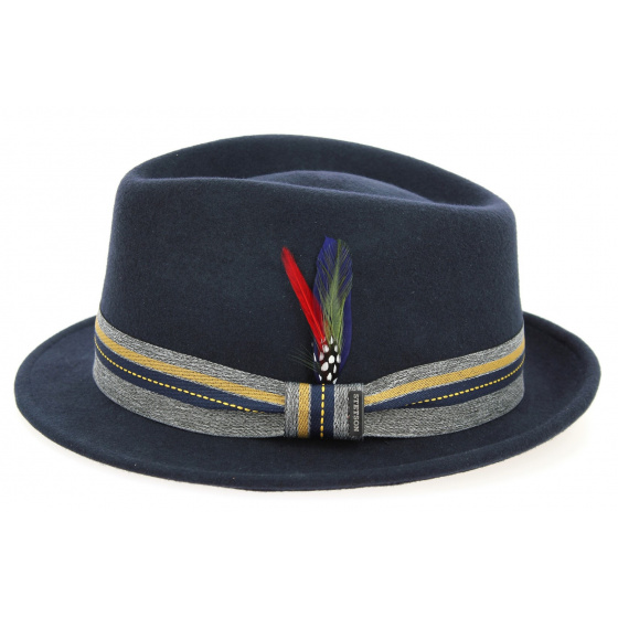 Navy Blue Wool Felt Trilby Hat - Stetson