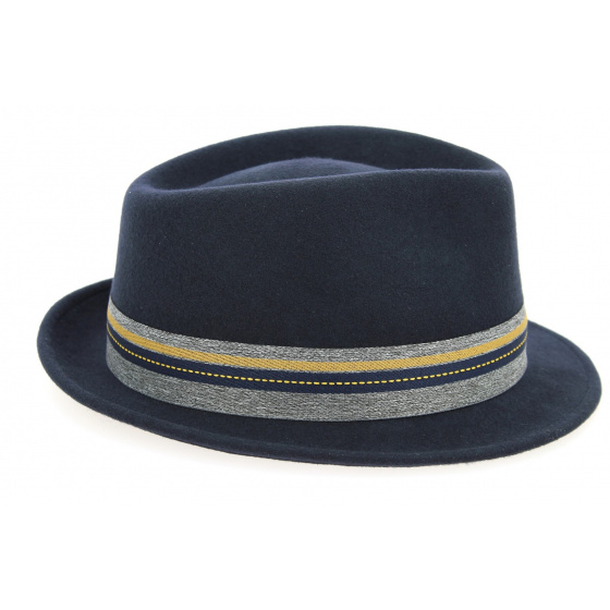 Chapeau Trilby Feutre Laine Bleu Marine- Stetson Chapeau Trilby Feutre Laine Bleu Marine- Stetson