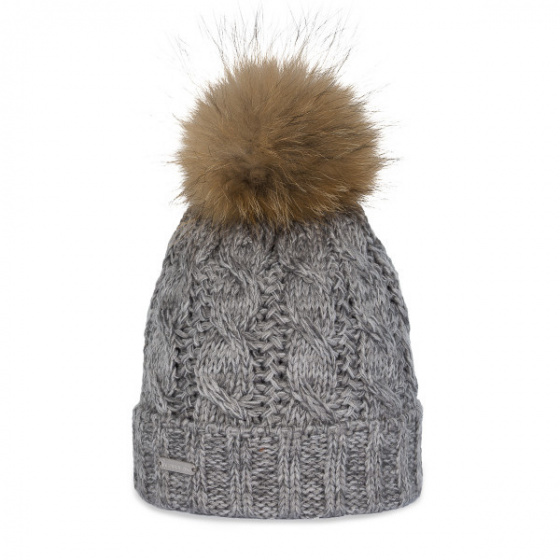 Grey Calgary Fur Pompom Beanie - Pipolaki