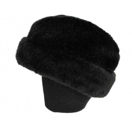 Caucasus Ear-Flap Toque Black Faux Fur - Traclet