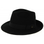 Black Wool Felt Hubert Fedora Hat - Traclet