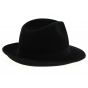 Black Wool Felt Hubert Fedora Hat - Traclet