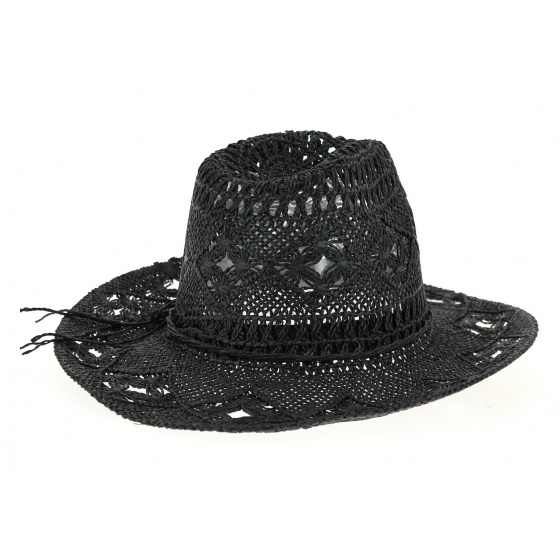 Mackay Western Black Paper Straw Hat - Traclet Mackay Western Black Paper Straw Hat - Traclet
