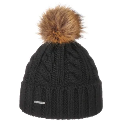 Black Wool & Acrylic Pompom Beanie - Stetson  Reference: 10822 | Traclet Hat Shop