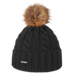 Black Wool & Acrylic Pompom Beanie - Stetson