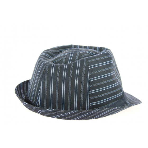 Chapeau Trilby Karma à Rayures Bleu Marine Coton- Traclet