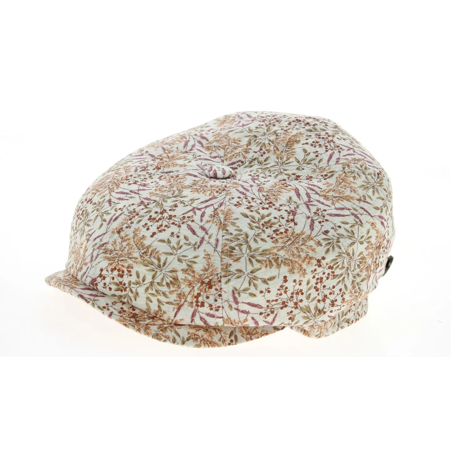Delberto 8-Panel Cap Pink Floral Print Cotton & Linen - Mtm Reference: 10830 | Chapellerie Traclet
