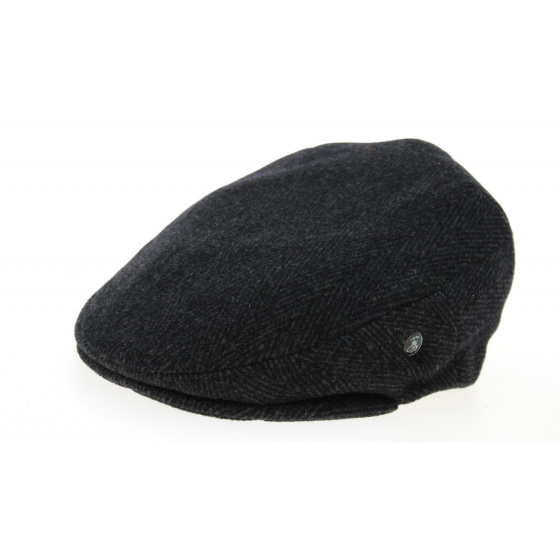 London Flat Cap Herringbone Wool Grey & Black- City Sport