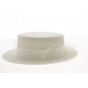 Boater Hat With Veil Wool Felt White - Traclet