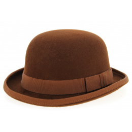 Melon Hat Felt Wool Reddish Brown -TRACLET