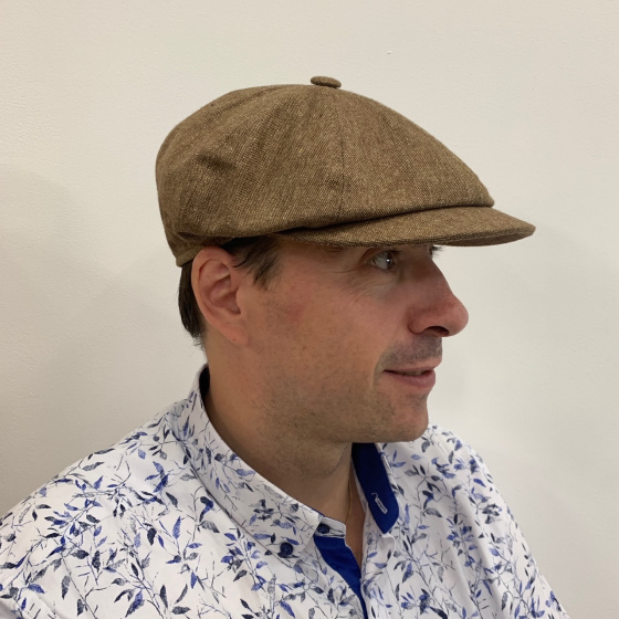Brown Silk Lavaudieu Newsboy Cap - Fléchet