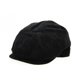 Casquette Arnold 8 Côtes Velours Noire Coton- Traclet