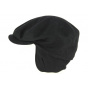 Black Wool Flat Cap with Ear Flaps - Traclet
