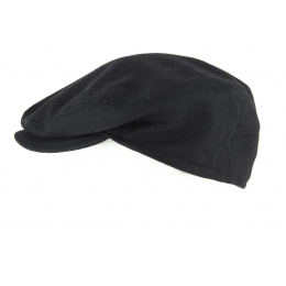 Black Wool Flat Cap with Ear Flaps - Traclet