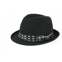 Trilby Scarface Hat Felt Wool Dots Black- Traclet
