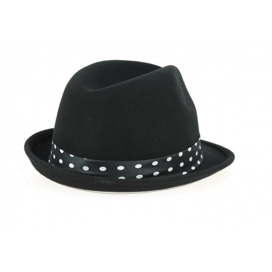 Chapeau Trilby Scarface Feutre Laine Pois Noir- Traclet Chapeau Trilby Scarface Feutre Laine Pois Noir- Traclet
