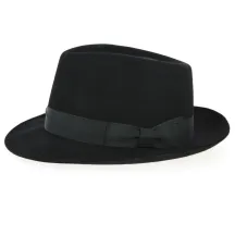 Black Fur Felt Fedora Hat - Wegener Reference: 10869 | Traclet Hat Shop