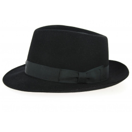 Black Fur Felt Fedora Hat - Wegener