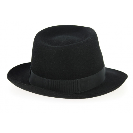 Black Fur Felt Fedora Hat - Wegener Black Fur Felt Fedora Hat - Wegener