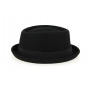 Black Wool Felt Porkpie Hat - Traclet