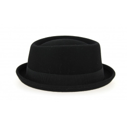 Black Wool Felt Porkpie Hat - Traclet
