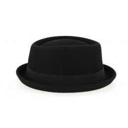 Porkpie Felt Wool Hat Black- Traclet