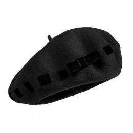 Ellie Black Merino Wool Beret - Heritage by Laulhère