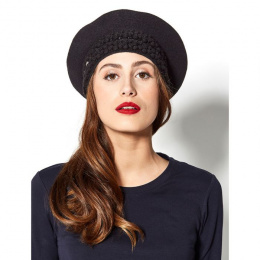 Béret Zélie Laine Mérinos Noir- Héritage par Laulhère