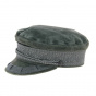Gray genuine leather sailor cap