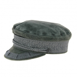 Gray genuine leather sailor cap
