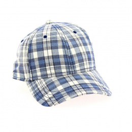 Casquette baseball stetson carreaux bleu/blanc en coton